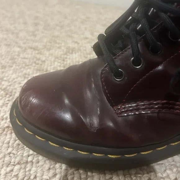 Vegan 1460 Dr. Martens Cherry Red Lace Up Boots - Picture 13 of 14